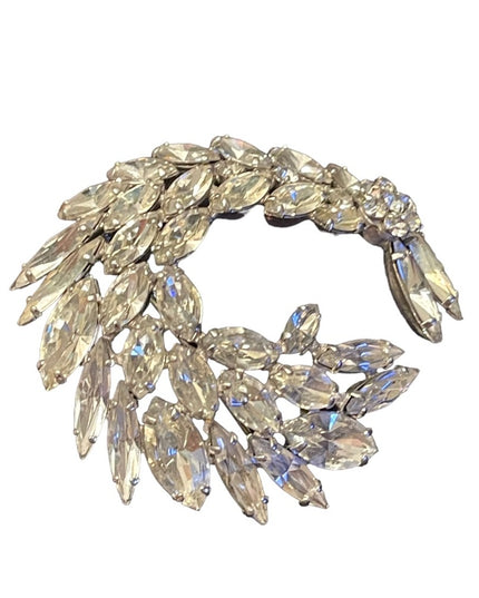 Vintage c1950s Sherman Crystal clear fancy brooch silver