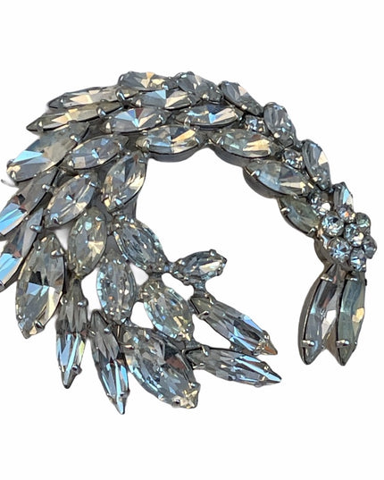 Vintage c1950s Sherman Crystal clear fancy brooch silver