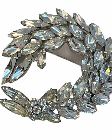 Vintage c1950s Sherman Crystal clear fancy brooch silver
