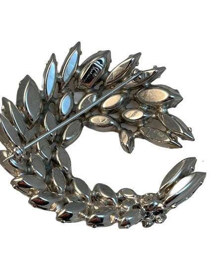 Vintage c1950s Sherman Crystal clear fancy brooch silver