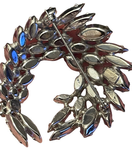 Vintage c1950s Sherman Crystal clear fancy brooch silver