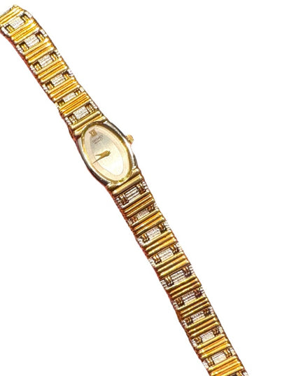 Vintage Seiko Two-Tone Gokd & Silver  Women's Timepiece watch Like New 6”