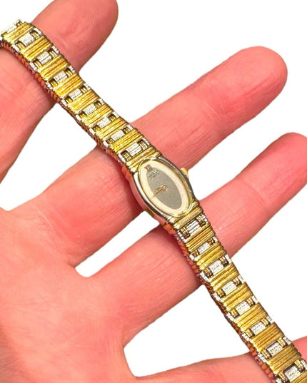 Vintage Seiko Two-Tone Gokd & Silver  Women's Timepiece watch Like New 6”