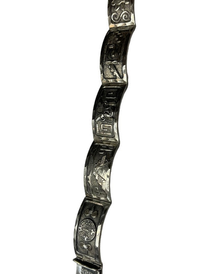 Vintage Mexico Bangle link bracelet Sterling Silver AZTEC Mayan dragon