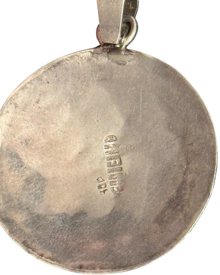 Vintage Mexico 800 Silver Pendant with Intricate Aztec  Design