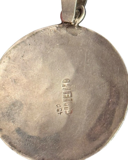 Vintage Mexico 800 Silver Pendant with Intricate Aztec  Design