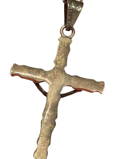 Vintage Heavy TC-92 Taxco Mexico Sterling Silver Cross Crucifix Pendant Necklace