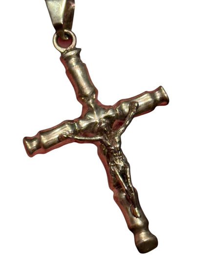 Vintage Heavy TC-92 Taxco Mexico Sterling Silver Cross Crucifix Pendant Necklace