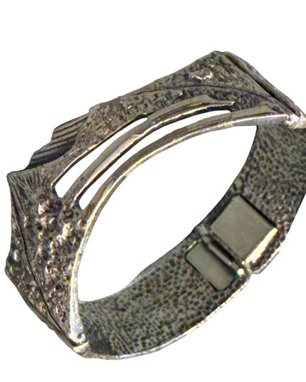 VINTAGE JEAN-CLAUDE DARVEAU BRACELET PEWTER MODERNIST MONTREAL CANADA