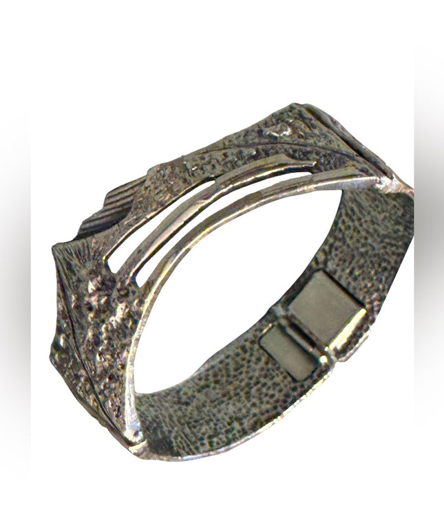 VINTAGE JEAN-CLAUDE DARVEAU BRACELET PEWTER MODERNIST MONTREAL CANADA