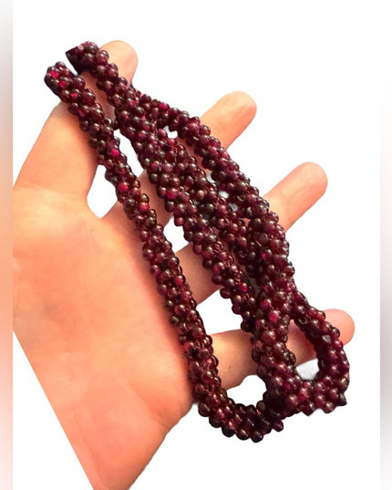 Vintage BOHEMIAN GARNET Continuous Cluster Necklace- Natural Gems Stunning