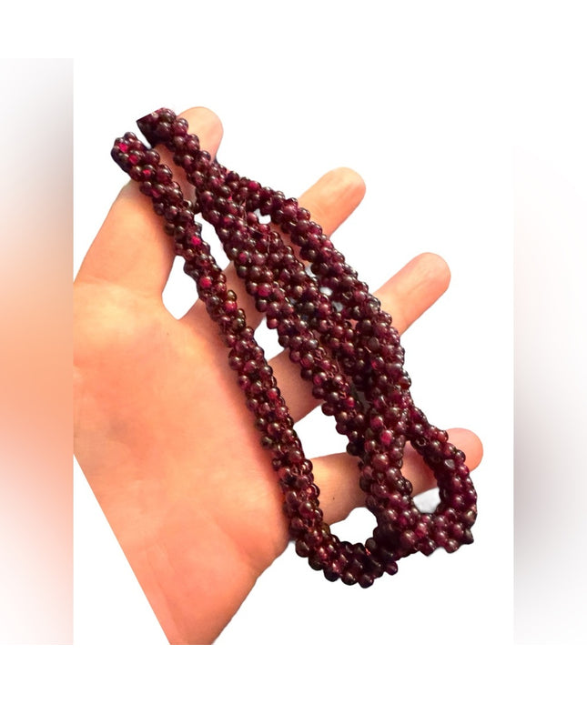 Vintage BOHEMIAN GARNET Continuous Cluster Necklace- Natural Gems Stunning