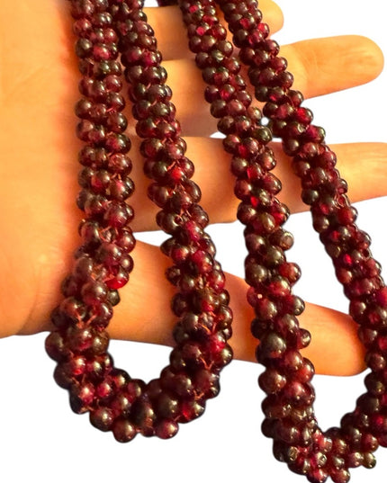 Vintage BOHEMIAN GARNET Continuous Cluster Necklace- Natural Gems Stunning