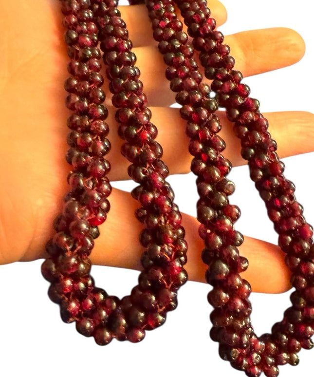Vintage BOHEMIAN GARNET Continuous Cluster Necklace- Natural Gems Stunning
