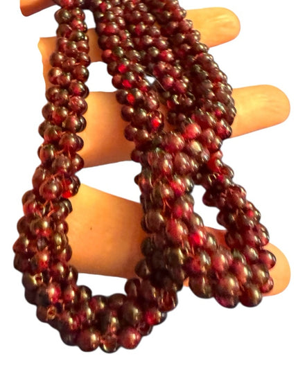 Vintage BOHEMIAN GARNET Continuous Cluster Necklace- Natural Gems Stunning