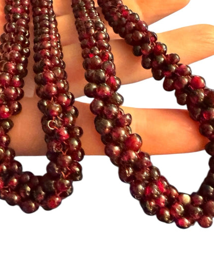 Vintage BOHEMIAN GARNET Continuous Cluster Necklace- Natural Gems Stunning