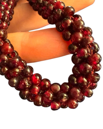 Vintage BOHEMIAN GARNET Continuous Cluster Necklace- Natural Gems Stunning