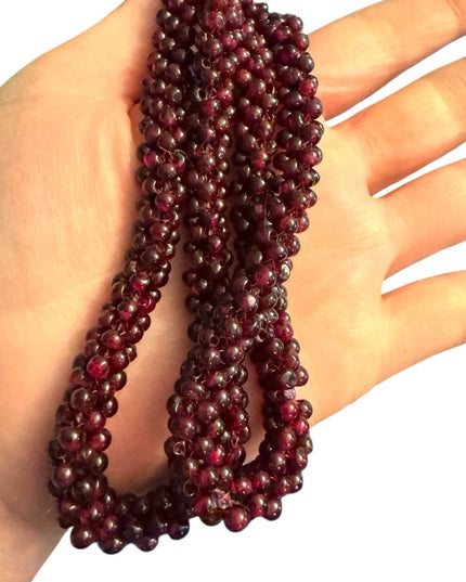 Vintage BOHEMIAN GARNET Continuous Cluster Necklace- Natural Gems Stunning
