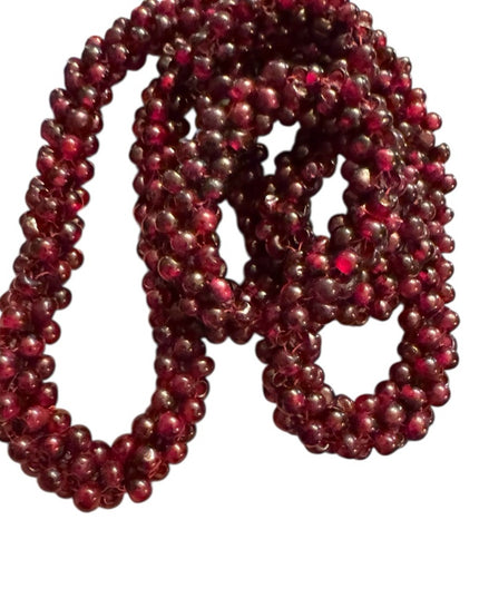 Vintage BOHEMIAN GARNET Continuous Cluster Necklace- Natural Gems Stunning