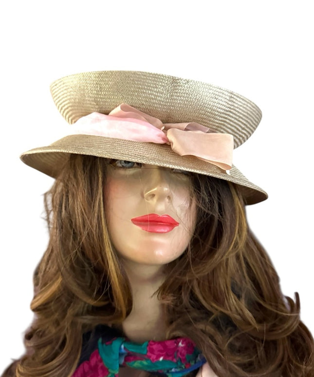 Elegant Cream Travel Hat Lilliput lovely Straw Lays Flat in Luggage