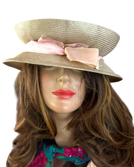 Elegant Cream Travel Hat Lilliput lovely Straw Lays Flat in Luggage
