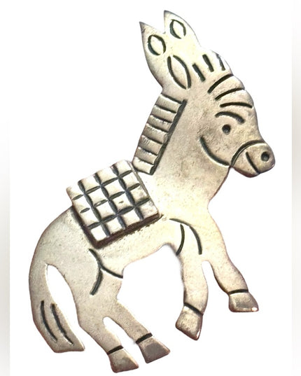 Vintsge Sterling Silver 935 Mexico Donkey Brooch Mid Century 1950s