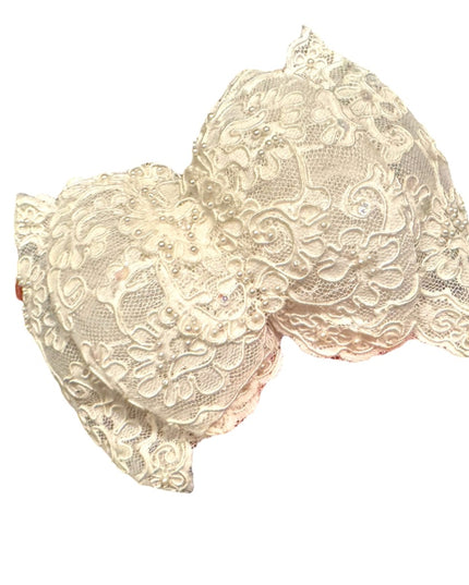 Vintage Lace Women's Girls Hair BOW Accessory Event Wedding, Easter Facinator