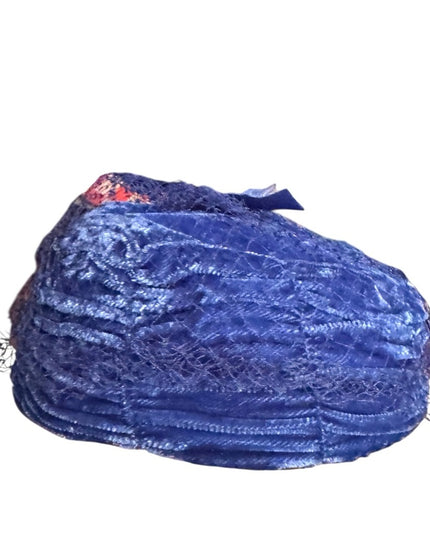 Elegant Vintage Blue Velvet Pillbox Hat w Blue Netting Church Event Wedding