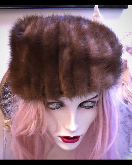 Vintage Simpsons PILL BOX  Mink fur hat Sz Large