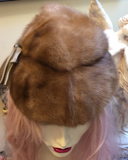 Vintage Eatons Mink Fur hat with bow Sz Small