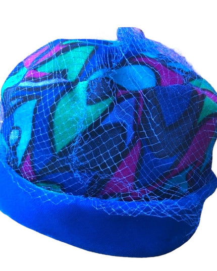 Vintage 1960s blue velvet hat printed beautiful’