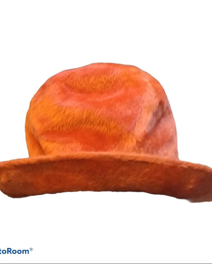 - Vintage Orange Designer High Society Fun Fashion felt HAT Cloche SM