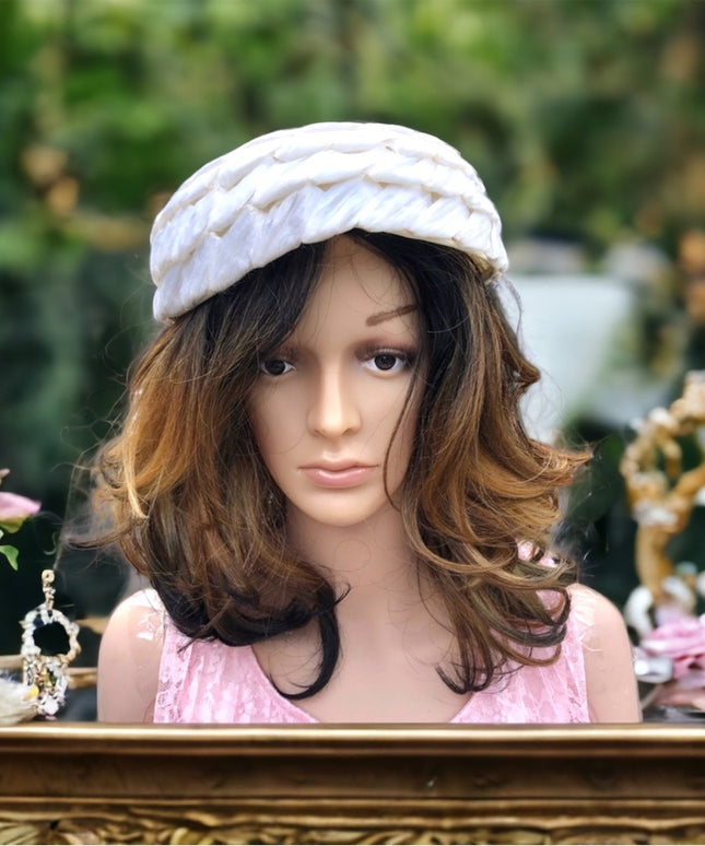 Vintage Hat white One size Vogue style 1950s Mid Century