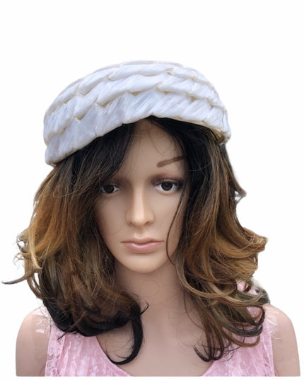 Vintage Hat white One size Vogue style 1950s Mid Century