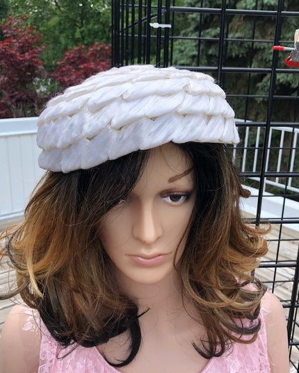 Vintage Hat white One size Vogue style 1950s Mid Century