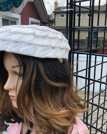 Vintage Hat white One size Vogue style 1950s Mid Century