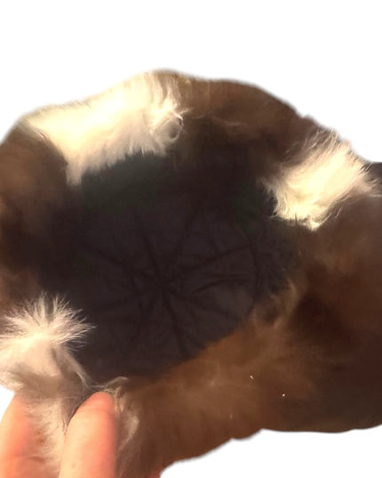 Elegant Vintage Union Label Black and White Fox Fur Hat