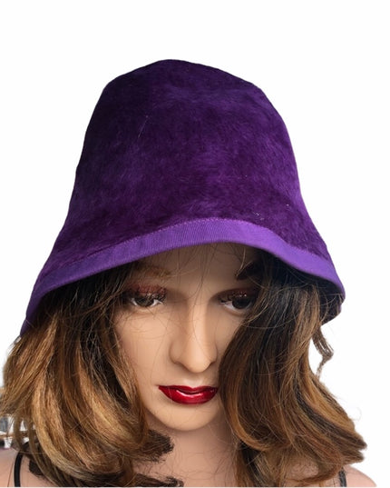 Vintage 1960s purple felt cloche hat small hippie boho