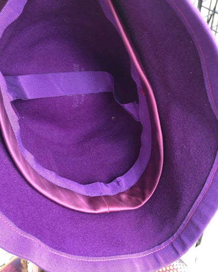 Vintage 1960s purple felt cloche hat small hippie boho