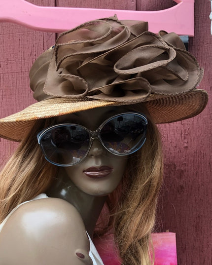 Vintage 1970s Fancy Sonny Straw Leopard print bow hat
