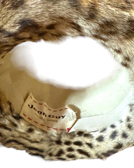Vintage 1960s Fancy Felt hat with Leopard dyed fur fancy High Society Jean Guy
