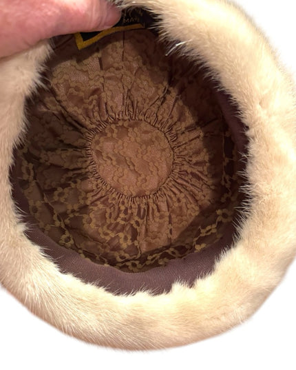 Elegant Vintage Cream White FOX Eatons Glamorous Fur Hat