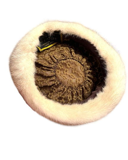 Elegant Vintage Cream White FOX Eatons Glamorous Fur Hat