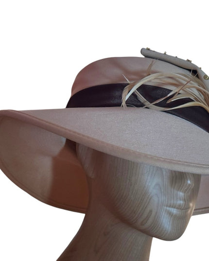 Elegant Vintage 1950s  Wide Brim Fancy Cream Women's Hat