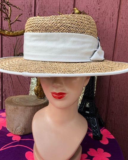 Vintage 1980s Liz Claiborne straw beach hat