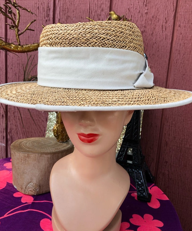 Vintage 1980s Liz Claiborne straw beach hat