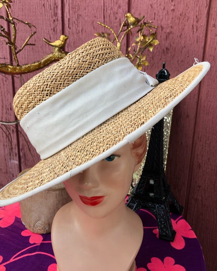 Vintage 1980s Liz Claiborne straw beach hat