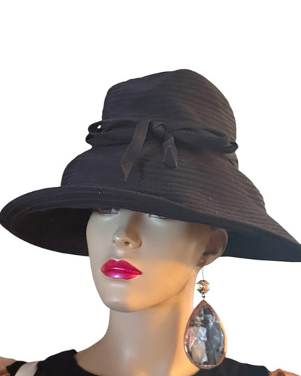 Vintage Eric Javitz Black Women's Wide rim  Hat