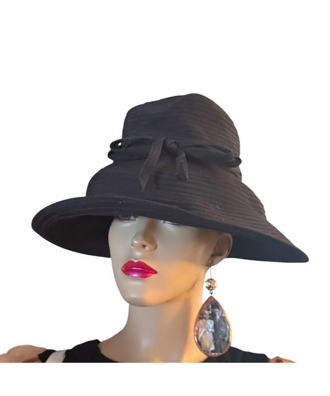 Vintage Eric Javitz Black Women's Wide rim  Hat