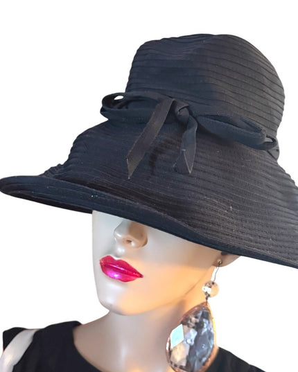 Vintage Eric Javitz Black Women's Wide rim  Hat